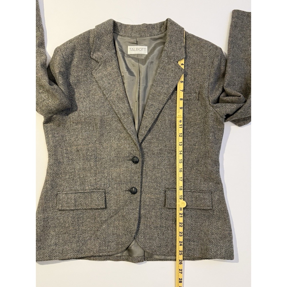 Talbott 100% Wool Blazer Womens M Gray Herringbone Tweed Jacket - Picture 12 of 14